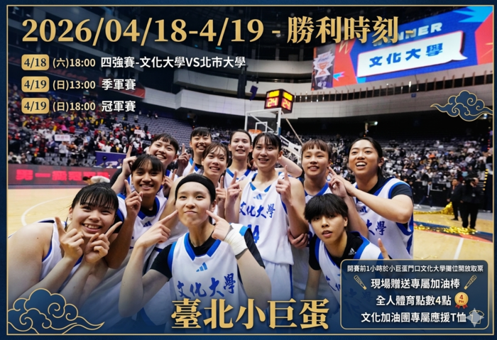 本校公開女子籃球隊四強賽!!!!115年4/18-19   台北小巨蛋圖片